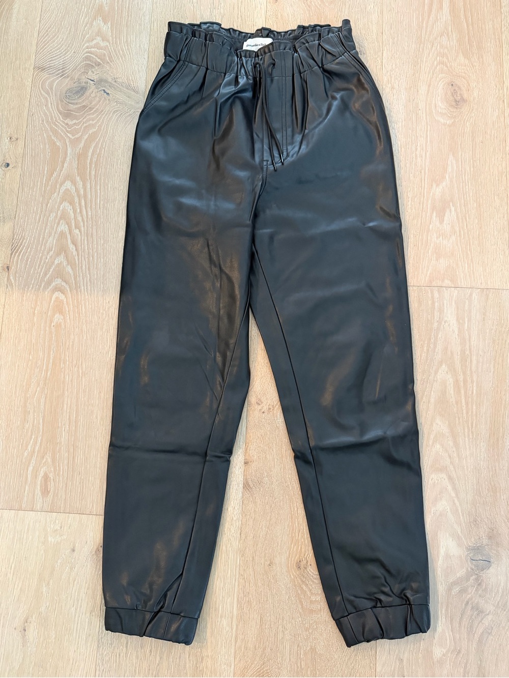 Abercrombie & Fitch Black Faux Leather Jogger Pants